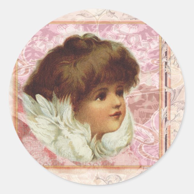 Vintage Angels Classic Round Sticker (Front)