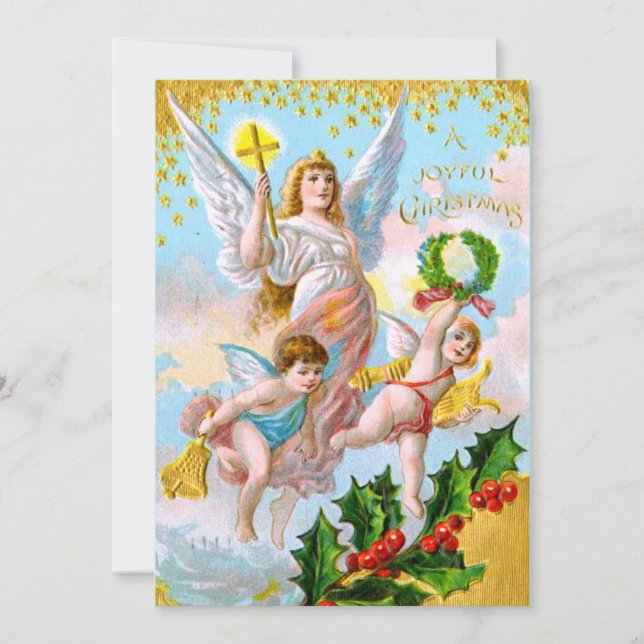 VINTAGE ANGELS DESIGN CHRISTMAS CARD (Front)
