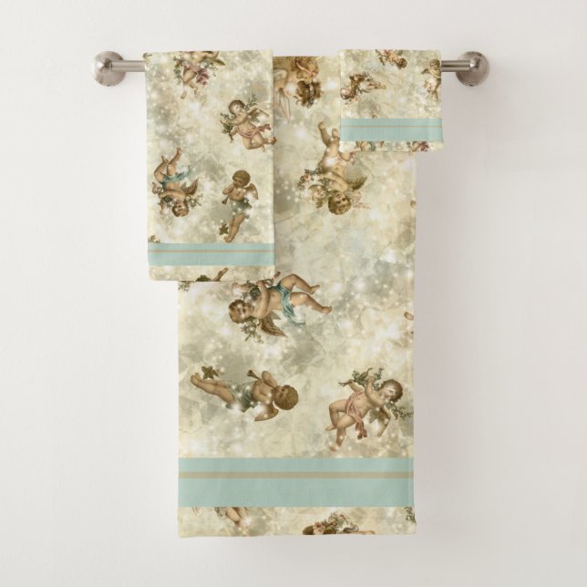 Vintage Angels Glittering Gold ID136 Bath Towel Set (Insitu)