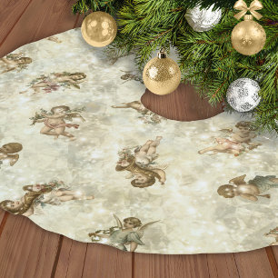 Vintage Angels Glittering Gold ID136 Brushed Polyester Tree Skirt