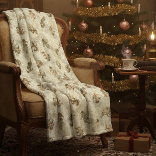 Vintage Angels Glittering Gold ID136 Fleece Blanket