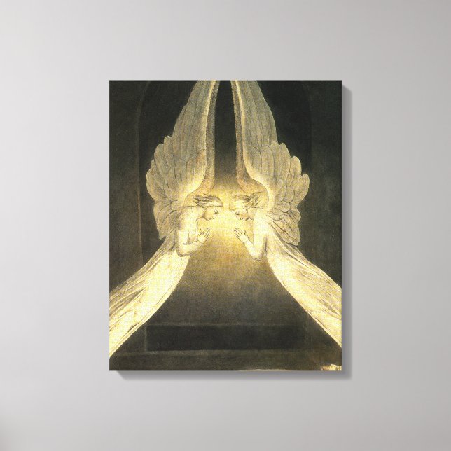 Vintage Angels Hovering Over Jesus Christ Canvas Print (Front)