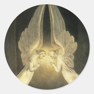Vintage Angels Hovering Over Jesus Christ Classic Round Sticker