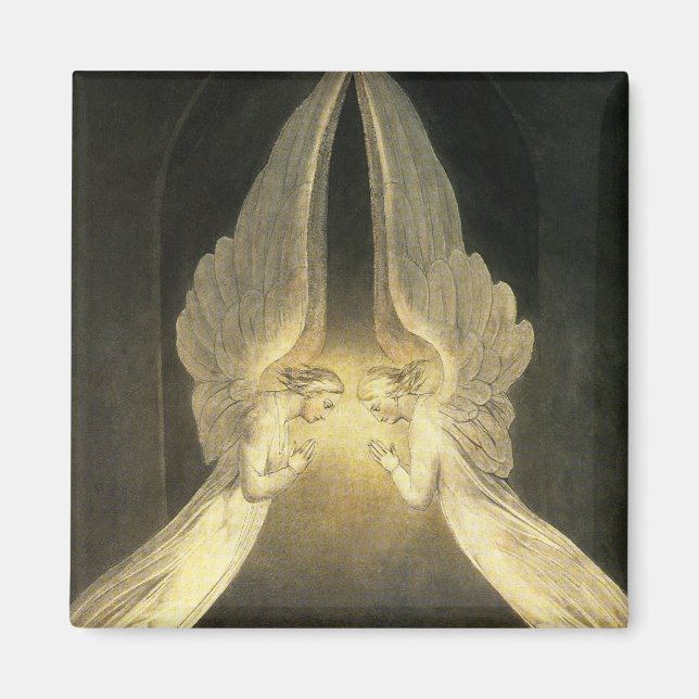 Vintage Angels Hovering Over Jesus Christ Magnet (Front)