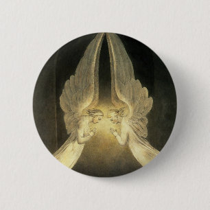 Vintage Angels Praying over Jesus Christ in Shroud 6 Cm Round Badge
