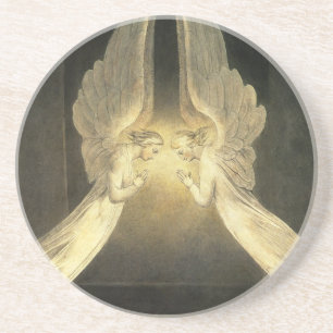 Vintage Angels Praying over Jesus Christ in Shroud Coaster