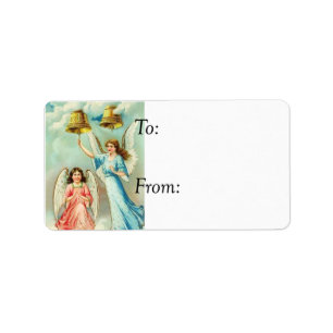 Vintage Angels Ringing Christmas Bells Gift Tag