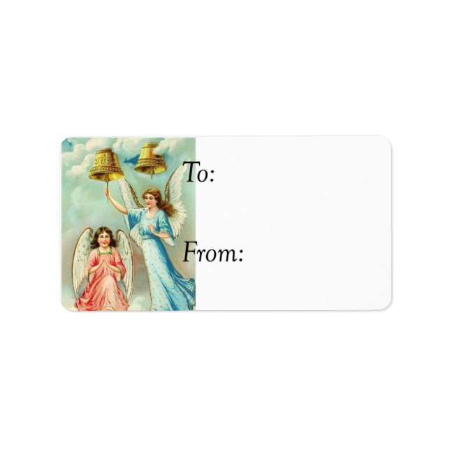 Vintage Angels Ringing Christmas Bells Gift Tag (Front)