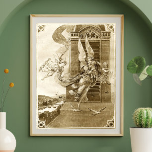 Vintage angels sepia poster