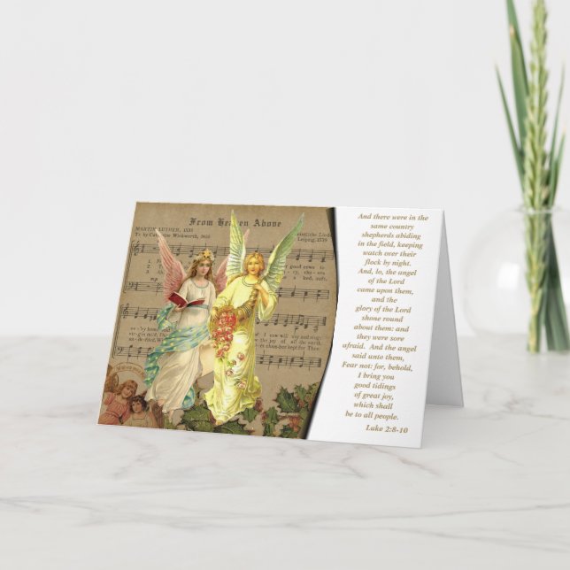 Vintage Angels Sheet Music Biblical Text Card (Front)