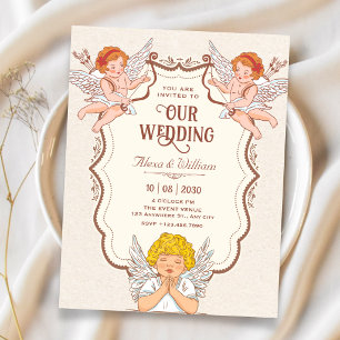 Vintage angels wedding invitation