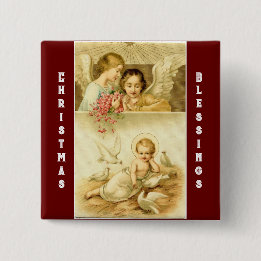 Vintage Angels With Jesus Button
