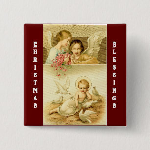 Vintage Angels With Jesus Button