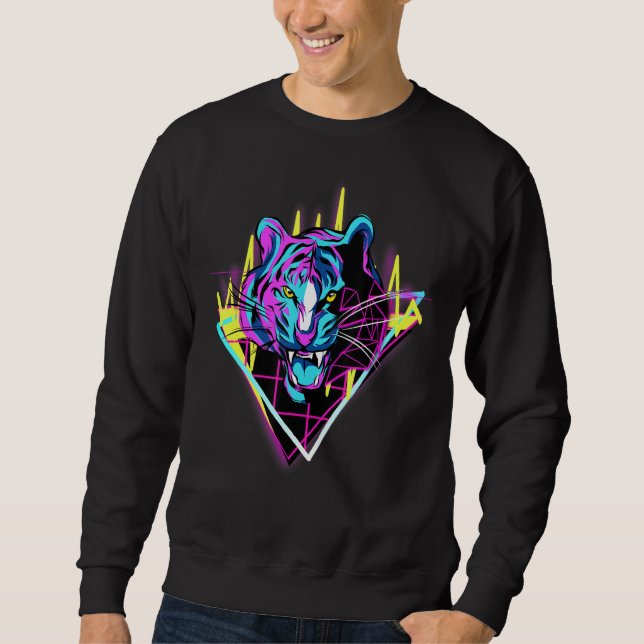 Vintage Anger Tiger Wild Cat Sweatshirt (Front)