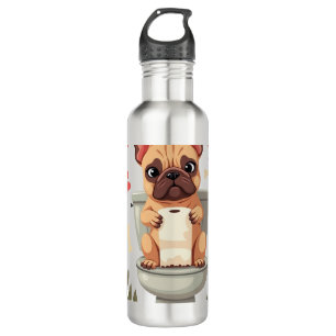 Vintage Angry French Bulldog Holding Toilet Paper  710 Ml Water Bottle