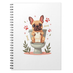 Vintage Angry French Bulldog Holding Toilet Paper  Notebook