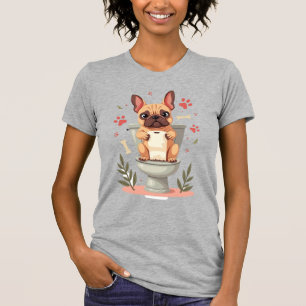 Vintage Angry French Bulldog Holding Toilet Paper  T-Shirt