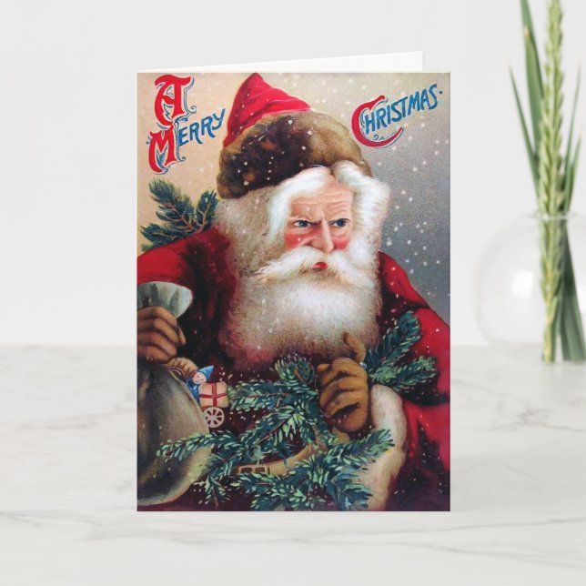 Vintage Angry Santa Holiday Card (Front)