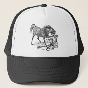 Vintage Angry Vicious Biting Horse Template Trucker Hat