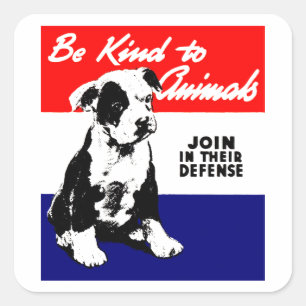 Vintage Animal Kindness Poster Square Sticker