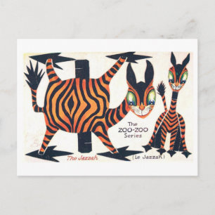 Vintage Animal Paper Doll--Jazzah Postcard