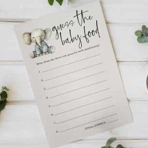 Vintage Animals Baby Shower Guess Baby Food Game Flyer