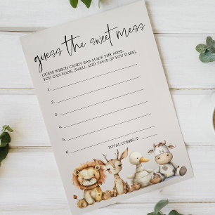 Vintage Animals Baby Shower Guess Sweet Mess Game Flyer