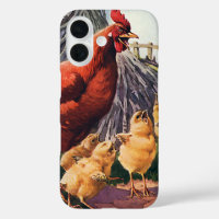 Vintage Animals, Chicken with Baby Chicks on Farm