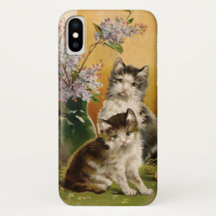 Vintage Animals, Cute Victorian Cats and Flowers iPhone X Case