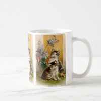 Vintage Animals, Cute Victorian Cats and Flowers