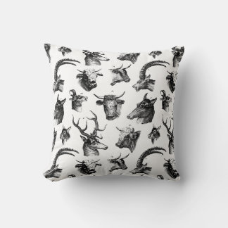 Vintage Animals Deer Cows Oxen Antelope Stag Cushion