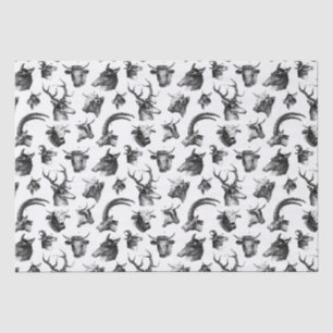 Vintage Animals Deer Cows Oxen Antelope Stag Tissue Paper