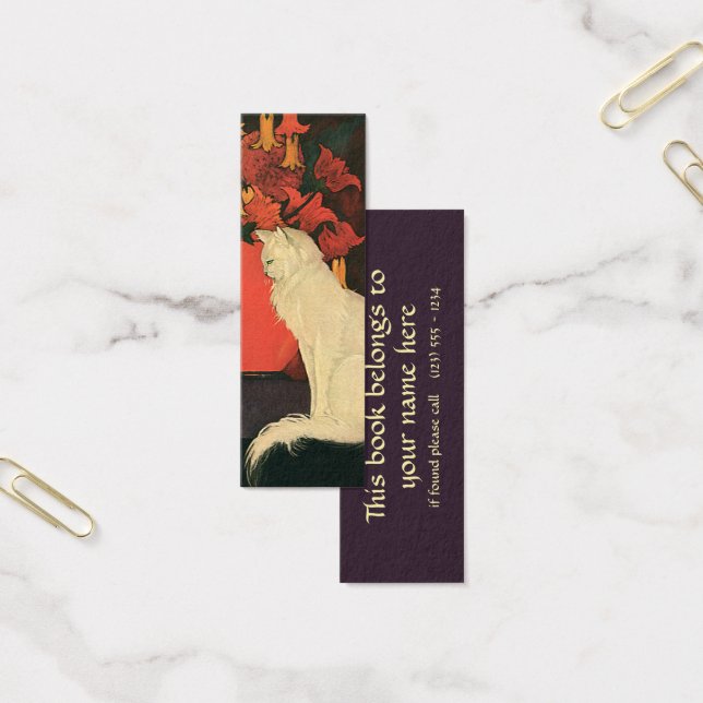 Vintage Animals, Elegant White Cat, Autumn Flowers (Office)