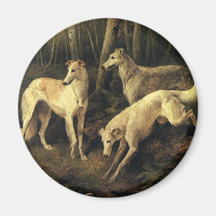 Vintage Animals, Greyhound Dogs in the Forest Magnet