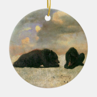 Vintage Animals, Grizzly Bears by Albert Bierstadt Ceramic Tree Decoration