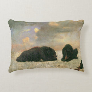 Vintage Animals, Grizzly Bears by Albert Bierstadt Decorative Cushion