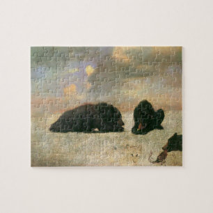 Vintage Animals, Grizzly Bears by Albert Bierstadt Jigsaw Puzzle