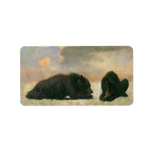 Vintage Animals, Grizzly Bears by Albert Bierstadt Label