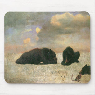 Vintage Animals, Grizzly Bears by Albert Bierstadt Mouse Mat
