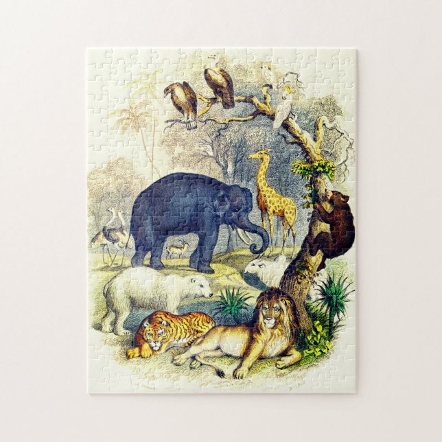 Vintage animals illustration by Oliver Goldsmith Jigsaw Puzzle (Vertical)