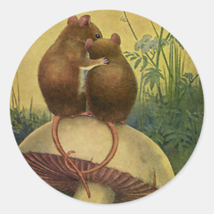 Vintage Animals, Love and Romance Field Mice Classic Round Sticker