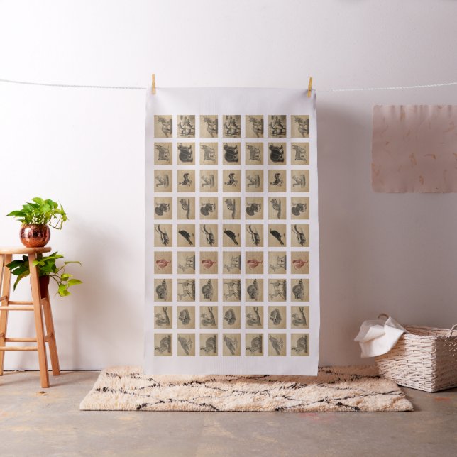 Vintage Animals on Burlap 5x4 Fabric (In Situ)