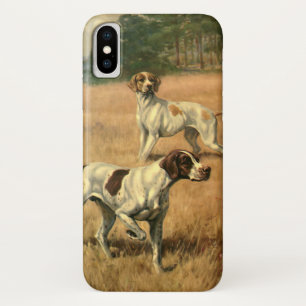 Vintage Animals, Pointer Dogs Hunting in a Field iPhone X Case
