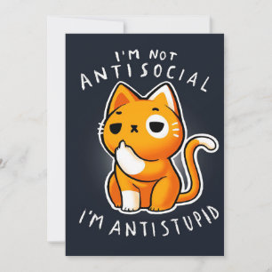 Vintage Anime Cat Art Cute Gift For Valentines Holiday Card