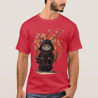 Vintage Anime Cat Japanese Art Funny Samurai Cat T-Shirt