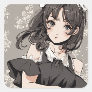 Vintage Anime LBD Sticker - Anime Elegance
