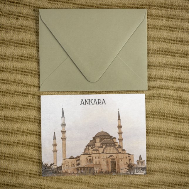 Vintage Ankara Turkey Kocatepe Mosque View Postcard (ankara turkey kocatepe postcard)
