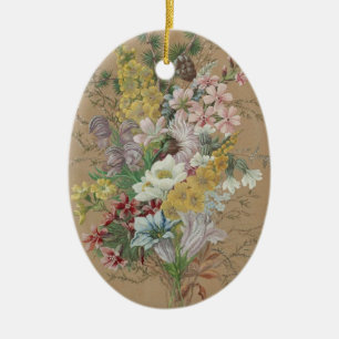 Vintage Anna Stainer-Knittel Alpine Flowers Ceramic Tree Decoration