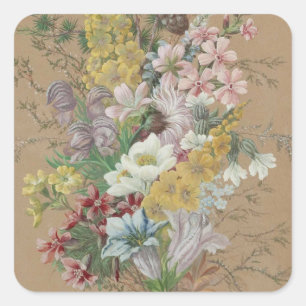 Vintage Anna Stainer-Knittel Alpine Flowers Square Sticker