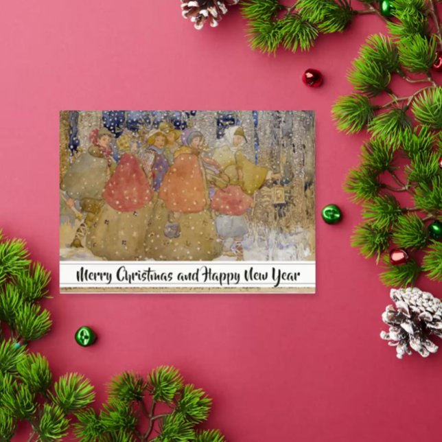 Vintage Annie French "Christmas Caroling "  Foil Greeting Card (Creator Uploaded)